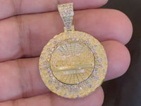 
              10K YELLOW GOLD 1.60 CARAT 1.75 INCHES NATURAL DIAMOND LAST SUPPER CROSS PENDANT CHARM
            