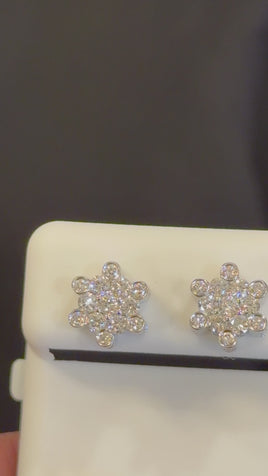 1.06 CARAT CERTIFIED LAB GROWN DIAMONDS 9 MM STERLING SILVER RHODIUM PLATED STUDS EARRING