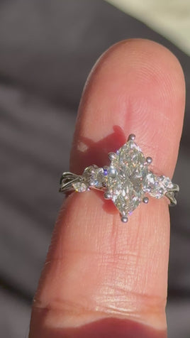 10K WHITE GOLD 2.37 CARAT CERTIFIED LAB GROWN DIAMONDS MARQUISE RING