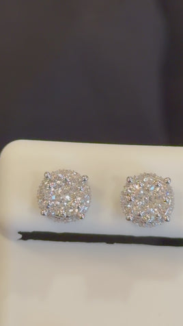 .94 CARAT CERTIFIED LAB GROWN DIAMONDS 8 MM STERLING SILVER RHODIUM PLATED STUDS EARRINGS