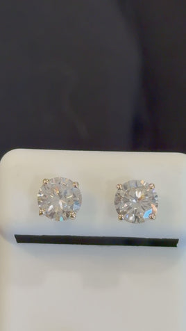 10K YELLOW GOLD 2.50 CARAT 7 MM LAB GROWN DIAMONDS SOLITAIRE STUDS EARRINGS