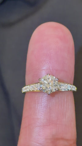 14K YELLOW GOLD 1.39 CARAT CERTIFIED LAB GROWN DIAMONDS ENGAGEMENT WEDDING RING