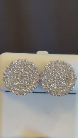 2.13 CARAT CERTIFIED LAB GROWN DIAMONDS 13 MM STERLING SILVER RHODIUM PLATED STUDS EARRINGS