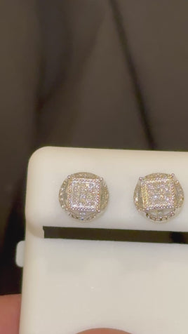 10K WHITE GOLD .10 CARAT NATURAL DIAMONDS 8 MM EARRING STUDS