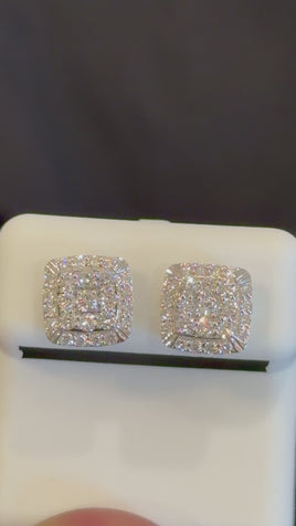 1.11 CARAT CERTIFED LAB GROWN DIAMONDS STERLING SILVER 9 MM STUDS EARRINGS