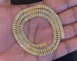 8.30 CARAT STERLING SILVER GOLD PLATED 18 INCHES 36.15 GRAMS 4.5 MM CERTIFIED LAB GROWN DIAMONDS CHAIN NECKLACE