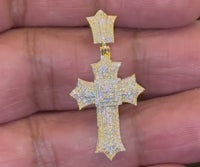 
              10K YELLOW GOLD .40 CARAT 1.40 INCHES NATURAL DIAMOND CROSS PENDANT CHARM
            
