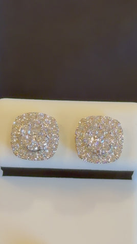 .92 CARAT CERTIFIED LAB GROWN DIAMONDS 10 MM STERLING SILVER GOLD PLATED STUDS EARRINGS