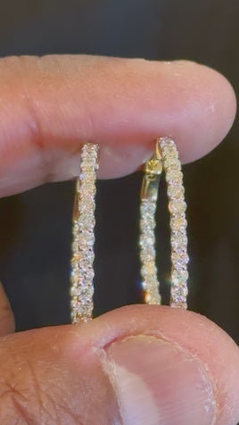 14K YELLOW GOLD 1.59 CARAT 25 MM EGL CERTIFIED LAB GROWN DIAMONDS STUDS EARRINGS HOOPS