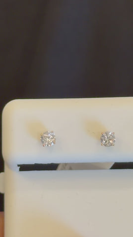 14K YELLOW GOLD .28 CARAT CERTIFIED LAB GROWN DIAMONDS 3 MM SOLITAIRE STUDS EARRINGS