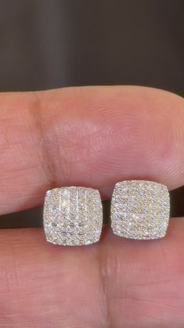 .57 CARAT CERTIFIED LAB GROWN DIAMONDS 9 MM STERLING SILVER RHODIUM PLATED STUDS EARRINGS