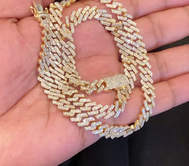 10K YELLOW GOLD 10.25 CARAT REAL DIAMOND 8MM 22 INCHES 54.78 GRAM GOLD CUBAN LINK CHAIN NECKLACE