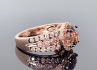 
              10K ROSE GOLD 3 CARAT DIAMONDS & SMOKY QUARTZ RING
            