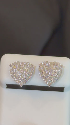 .67 CARAT CERTIFED LAB GROWN DIAMONDS STERLING SILVER 11 MM HEART STUDS EARRINGS