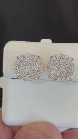 1 CARAT CERTIFED LAB GROWN DIAMONDS STERLING SILVER GOLD PLATED 12 MM STUDS EARRINGS