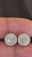 
              1.53 CARAT CERTIFIED LAB GROWN DIAMONDS 11 MM STERLING SILVER GOLD PLATED STUDS EARRINGS
            