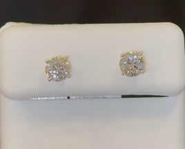 14K YELLOW GOLD 1.06 CARAT CERTIFIED LAB GROWN DIAMONDS 5 MM STUDS EARRINGS
