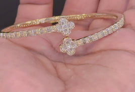10K YELLOW GOLD 2 CARAT REAL DIAMOND 15 GRAMS GOLD BRACELET BANGLE