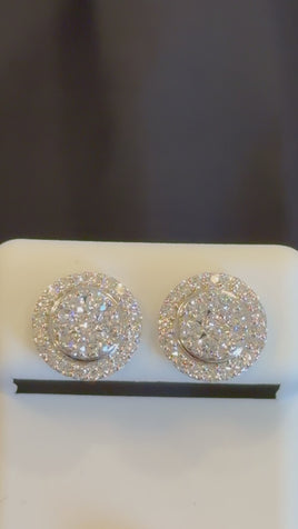 1.12 CARAT CERTIFED LAB GROWN DIAMONDS STERLING SILVER 11 MM STUDS EARRINGS