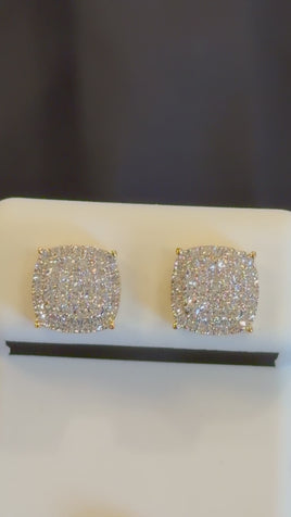 .70 CARAT CERTIFED LAB GROWN DIAMONDS STERLING SILVER GOLD PLATED 7.5 MM STUDS EARRINGS