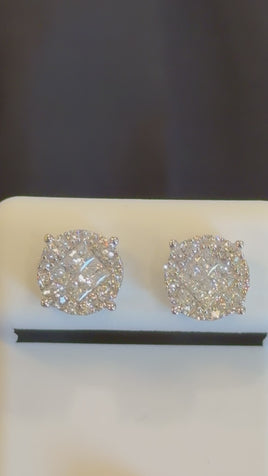 1.14 CARAT CERTIFED LAB GROWN DIAMONDS STERLING SILVER 9 MM STUDS EARRINGS