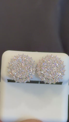 2 CARAT LAB GROWN DIAMONDS 14 MM STERLING SILVER RHODIUM PLATED STUDS EARRINGS