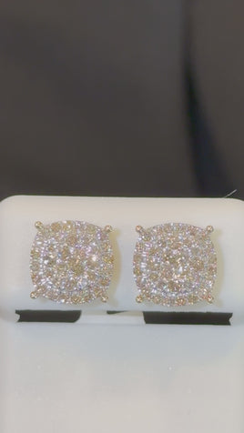 10K YELLOW GOLD 1 CARAT NATURAL DIAMONDS 10 MM EARRING STUDS