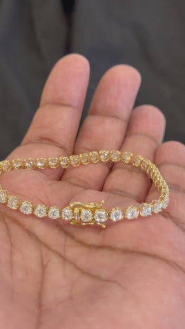 14K YELLOW GOLD 7 CARAT LAB GROWN DIAMONDS 7 INCHES 4 MM BRACELET