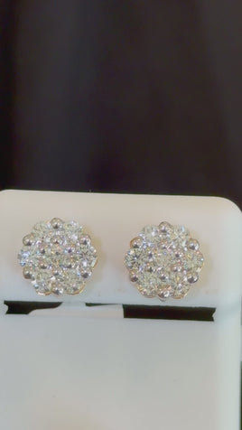 1.52 CARAT CERTIFED LAB GROWN DIAMONDS STERLING SILVER GOLD PLATED 10 MM STUDS EARRINGS