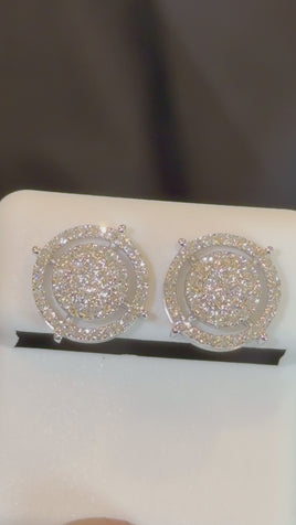 .73 CARAT CERTIFED LAB GROWN DIAMONDS STERLING SILVER RHODIUM PLATED 12 MM STUDS EARRINGS