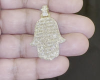 
              10K YELLOW GOLD 3.75 CARAT NATURAL DIAMOND 1.50 INCHES HAMSA HAND PENDANT CHARM
            