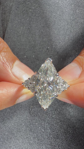 14K WHITE GOLD 4.67 CARAT CERTIFIED LAB GROWN DIAMONDS ENGAGEMENT WEDDING RING