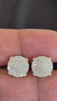 
              .77 CARAT CERTIFIED LAB GROWN DIAMONDS 11 MM STERLING SILVER GOLD PLATED STUDS EARRINGS
            