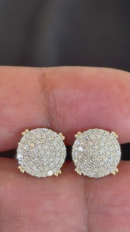 .77 CARAT CERTIFIED LAB GROWN DIAMONDS 11 MM STERLING SILVER GOLD PLATED STUDS EARRINGS