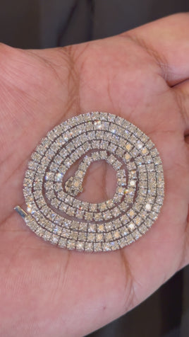 10 CARAT LAB GROWN DIAMONDS STERLING SILVER 18 INCHES 19 GRAMS 2.5 MM TENNIS CHAIN NECKLACE