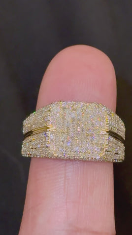 10K YELLOW GOLD 1.85 CARAT NATURAL DIAMOND ENGAGEMENT RING WEDDING PINKY BAND