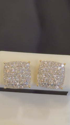 .98 CARAT CERTIFIED LAB GROWN DIAMONDS 10 MM STERLING SILVER GOLD PLATED STUDS EARRINGS