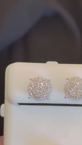 .71 CARAT STERLING SILVER 8 MM CERTIFIED LAB GROWN DIAMONDS STUDS EARRINGS