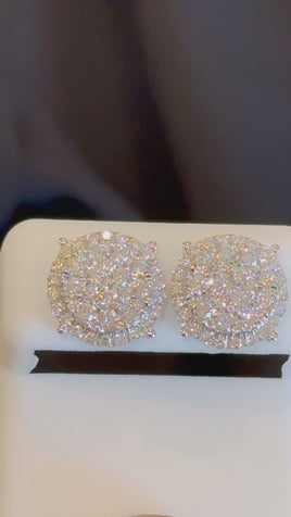1.45 CARAT STERLING SILVER 13 MM CERTIFIED LAB GROWN DIAMONDS STUDS EARRINGS