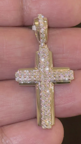 1.20 CARAT CERTIFIED LAB GROWN DIAMONDS STERLING SILVER 1.50 INCHES CROSS PENDANT