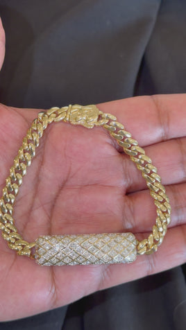 1.52 CARAT CERTIFIED LAB GROWN DIAMONDS STERLING SILVER GOLD PLATED 8.50 INCHES 12 MM BRACELET