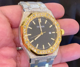 2.75 CARAT REAL DIAMOND STAINLESS STEEL 41 MM TYCOON WATCH
