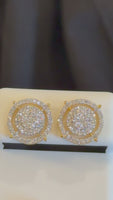 
              .73 CARAT CERTIFED LAB GROWN DIAMONDS STERLING SILVER GOLD PLATED 13 MM STUDS EARRINGS
            