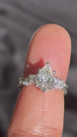 10K WHITE GOLD 2.36 CARAT CERTIFIED LAB GROWN DIAMONDS PEAR RING