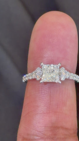 14K WHITE GOLD 2 CARAT PRINCESS LAB GROWN DIAMONDS ENGAGEMENT WEDDING RING