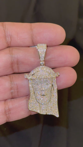 5.12 CARAT CERTIFIED LAB GROWN DIAMONDS STERLING SILVER 2.25 INCHES JESUS CROSS PENDANT