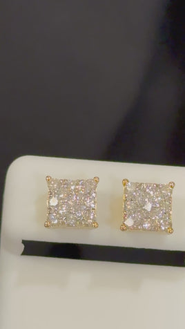 1.03 CARAT STERLING SILVER GOLD PLATED 8 MM CERTIFIED LAB GROWN DIAMONDS STUDS EARRINGS