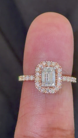 14K ROSE GOLD 1.50 CARAT EMERALD LAB GROWN DIAMONDS ENGAGEMENT WEDDING RING