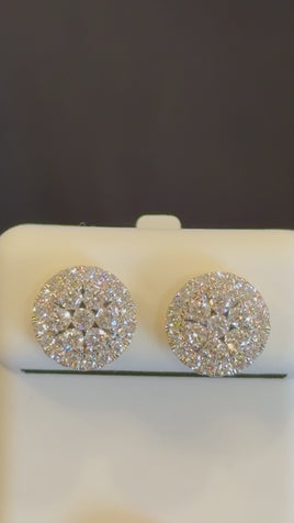 1.14 CARAT CERTIFED LAB GROWN DIAMONDS STERLING SILVER GOLD PLATED 10 MM STUDS EARRINGS