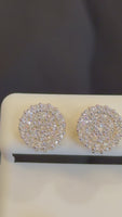 
              .91 CARAT CERTIFIED LAB GROWN DIAMONDS 10 MM STERLING SILVER GOLD PLATED STUDS EARRINGS
            